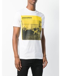 weißes bedrucktes T-Shirt mit einem Rundhalsausschnitt von DSQUARED2