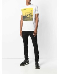 weißes bedrucktes T-Shirt mit einem Rundhalsausschnitt von DSQUARED2