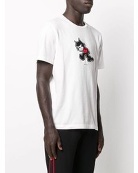 weißes bedrucktes T-Shirt mit einem Rundhalsausschnitt von Moncler