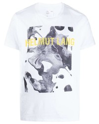 weißes bedrucktes T-Shirt mit einem Rundhalsausschnitt von Helmut Lang