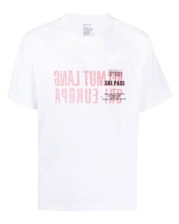 weißes bedrucktes T-Shirt mit einem Rundhalsausschnitt von Helmut Lang