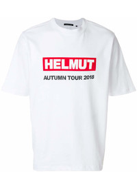 weißes bedrucktes T-Shirt mit einem Rundhalsausschnitt von Helmut Lang