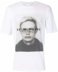 weißes bedrucktes T-Shirt mit einem Rundhalsausschnitt von Helmut Lang