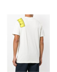 weißes bedrucktes T-Shirt mit einem Rundhalsausschnitt von Henrik Vibskov