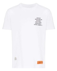 weißes bedrucktes T-Shirt mit einem Rundhalsausschnitt von Heron Preston