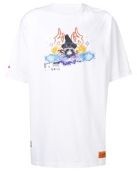 weißes bedrucktes T-Shirt mit einem Rundhalsausschnitt von Heron Preston