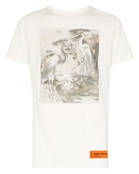 weißes bedrucktes T-Shirt mit einem Rundhalsausschnitt von Heron Preston