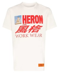 weißes bedrucktes T-Shirt mit einem Rundhalsausschnitt von Heron Preston