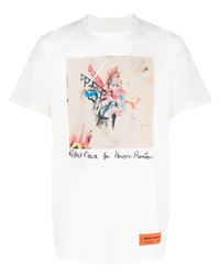 weißes bedrucktes T-Shirt mit einem Rundhalsausschnitt von Heron Preston