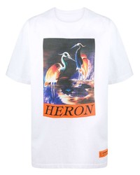 weißes bedrucktes T-Shirt mit einem Rundhalsausschnitt von Heron Preston