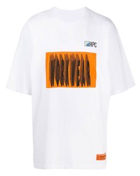 weißes bedrucktes T-Shirt mit einem Rundhalsausschnitt von Heron Preston