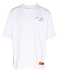 weißes bedrucktes T-Shirt mit einem Rundhalsausschnitt von Heron Preston