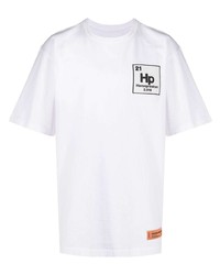weißes bedrucktes T-Shirt mit einem Rundhalsausschnitt von Heron Preston