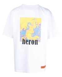 weißes bedrucktes T-Shirt mit einem Rundhalsausschnitt von Heron Preston