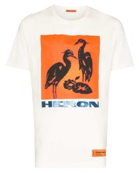 weißes bedrucktes T-Shirt mit einem Rundhalsausschnitt von Heron Preston