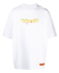 weißes bedrucktes T-Shirt mit einem Rundhalsausschnitt von Heron Preston