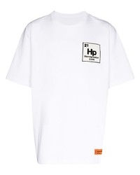 weißes bedrucktes T-Shirt mit einem Rundhalsausschnitt von Heron Preston