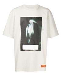 weißes bedrucktes T-Shirt mit einem Rundhalsausschnitt von Heron Preston