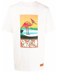 weißes bedrucktes T-Shirt mit einem Rundhalsausschnitt von Heron Preston