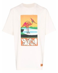 weißes bedrucktes T-Shirt mit einem Rundhalsausschnitt von Heron Preston