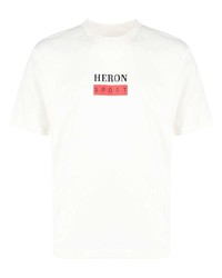 weißes bedrucktes T-Shirt mit einem Rundhalsausschnitt von Heron Preston