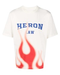 weißes bedrucktes T-Shirt mit einem Rundhalsausschnitt von Heron Preston