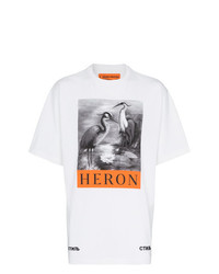 weißes bedrucktes T-Shirt mit einem Rundhalsausschnitt von Heron Preston