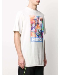 weißes bedrucktes T-Shirt mit einem Rundhalsausschnitt von Heron Preston