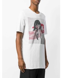 weißes bedrucktes T-Shirt mit einem Rundhalsausschnitt von Lost & Found Ria Dunn