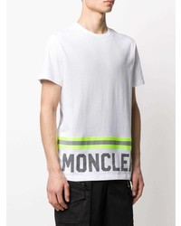 weißes bedrucktes T-Shirt mit einem Rundhalsausschnitt von Moncler