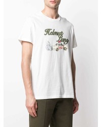 weißes bedrucktes T-Shirt mit einem Rundhalsausschnitt von Helmut Lang