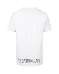 weißes bedrucktes T-Shirt mit einem Rundhalsausschnitt von A Bathing Ape