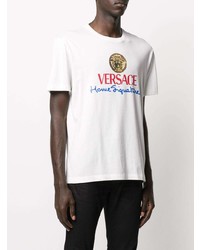 weißes bedrucktes T-Shirt mit einem Rundhalsausschnitt von Versace