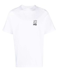 weißes bedrucktes T-Shirt mit einem Rundhalsausschnitt von Honey Fucking Dijon