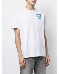 weißes bedrucktes T-Shirt mit einem Rundhalsausschnitt von MAISON KITSUNÉ