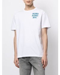 weißes bedrucktes T-Shirt mit einem Rundhalsausschnitt von MAISON KITSUNÉ