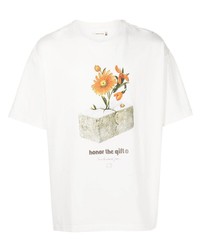 weißes bedrucktes T-Shirt mit einem Rundhalsausschnitt von HONOR THE GIFT