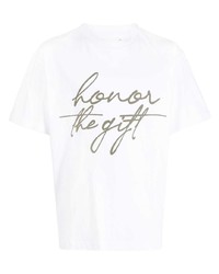 weißes bedrucktes T-Shirt mit einem Rundhalsausschnitt von HONOR THE GIFT