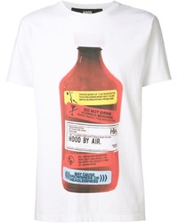weißes bedrucktes T-Shirt mit einem Rundhalsausschnitt von Hood by Air