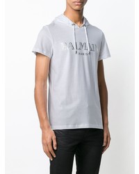 weißes bedrucktes T-Shirt mit einem Rundhalsausschnitt von Balmain