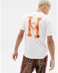 weißes bedrucktes T-Shirt mit einem Rundhalsausschnitt von HUF