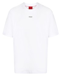 weißes bedrucktes T-Shirt mit einem Rundhalsausschnitt von Hugo