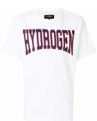 weißes bedrucktes T-Shirt mit einem Rundhalsausschnitt von Hydrogen