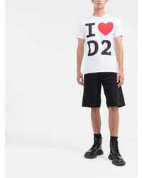 weißes bedrucktes T-Shirt mit einem Rundhalsausschnitt von DSQUARED2