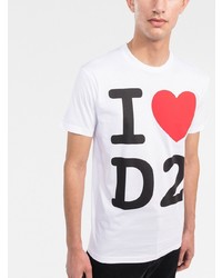 weißes bedrucktes T-Shirt mit einem Rundhalsausschnitt von DSQUARED2