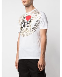 weißes bedrucktes T-Shirt mit einem Rundhalsausschnitt von Versace