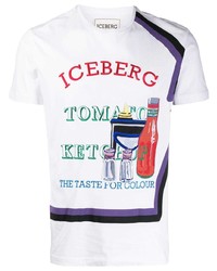 weißes bedrucktes T-Shirt mit einem Rundhalsausschnitt von Iceberg