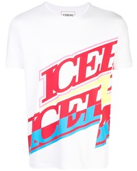 weißes bedrucktes T-Shirt mit einem Rundhalsausschnitt von Iceberg