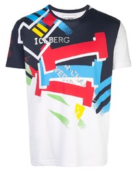 weißes bedrucktes T-Shirt mit einem Rundhalsausschnitt von Iceberg