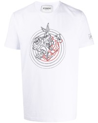 weißes bedrucktes T-Shirt mit einem Rundhalsausschnitt von Iceberg